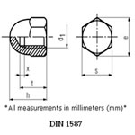 Brass Cap Nuts DIN 1587 Brass Cap Nuts DIN 1587